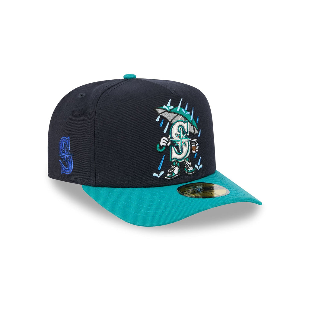 New Era Seattle Mariners MLB 2026 Cartoon A-Frame 59FIFTY junior fitted hat, three-quarter right view