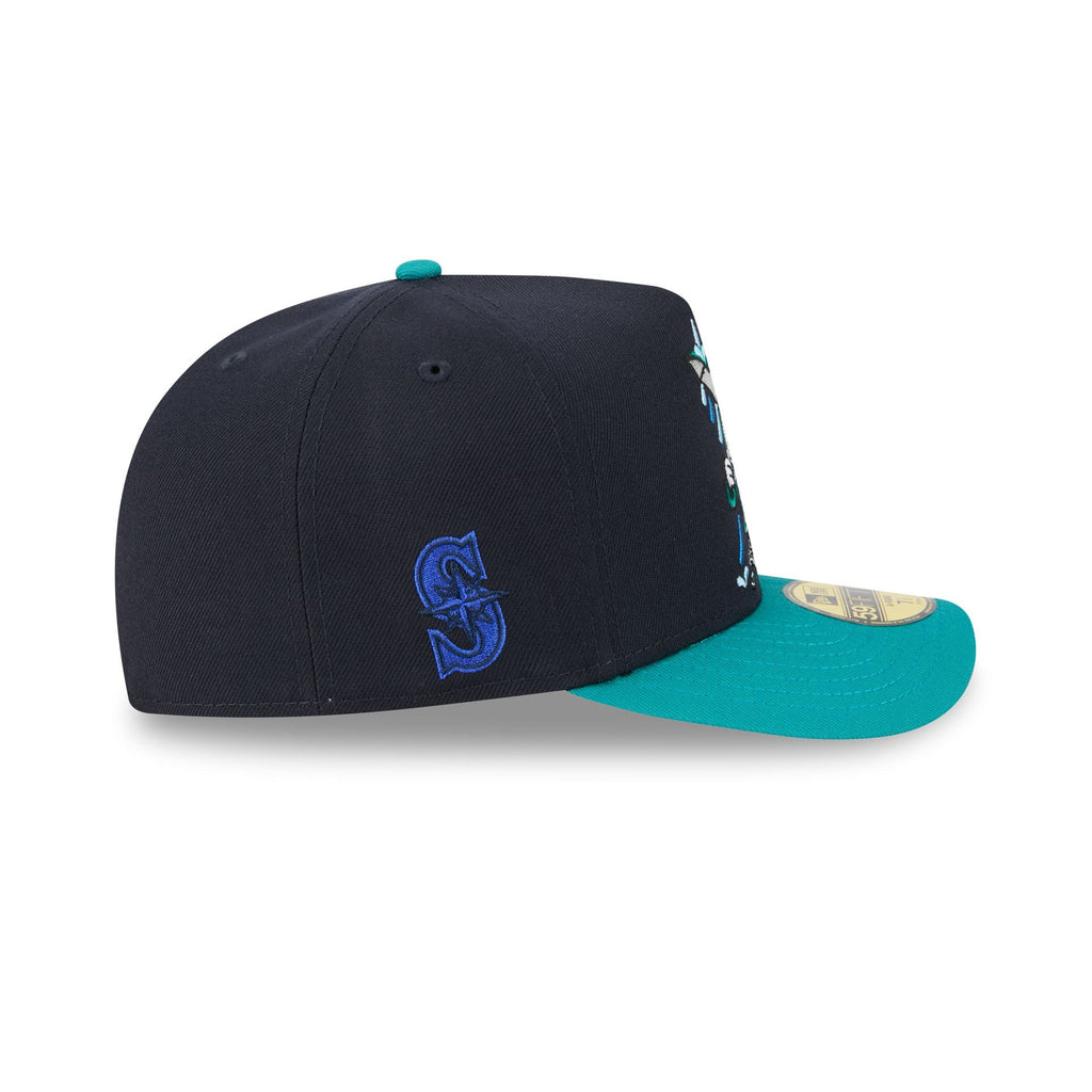 New Era Seattle Mariners MLB 2026 Cartoon A-Frame 59FIFTY junior fitted hat, right side view