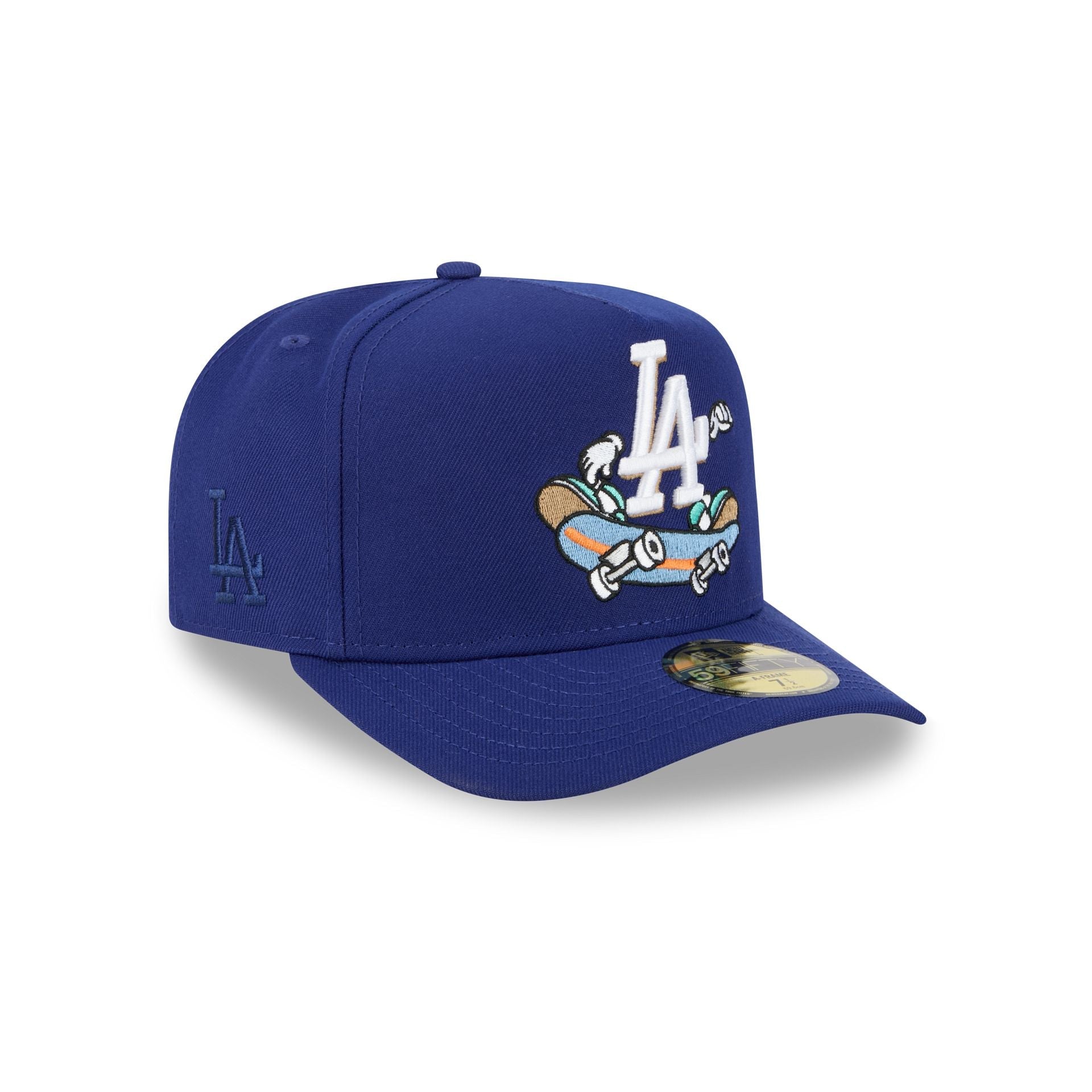 New Era Los Angeles Dodgers MLB 2026 Cartoon A-Frame 59FIFTY junior fitted hat, three-quarter right view