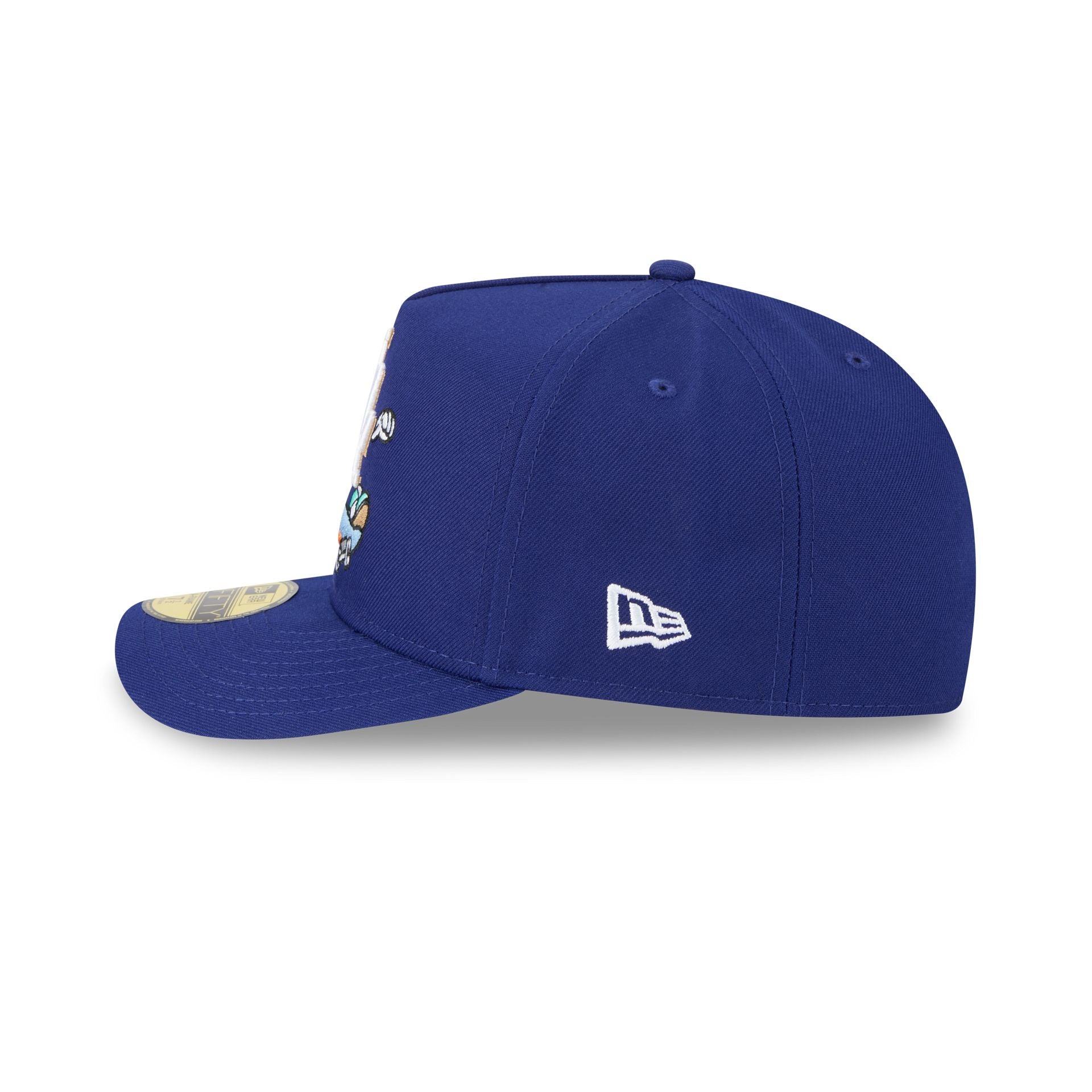 New Era Los Angeles Dodgers MLB 2026 Cartoon A-Frame 59FIFTY junior fitted hat, left side view