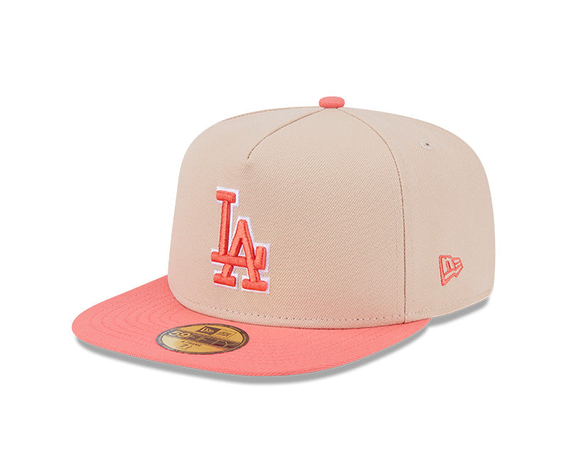 New Era Los Angeles Dodgers Salmon/Pink Two-Tone Color Pack A-Frame 59FIFTY Fitted Hat
