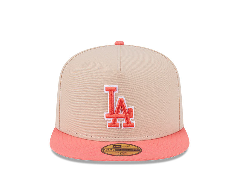 New Era Los Angeles Dodgers Salmon/Pink Two-Tone Color Pack A-Frame 59FIFTY Fitted Hat