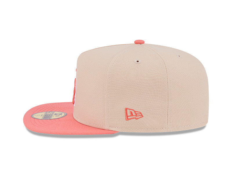 New Era Los Angeles Dodgers Salmon/Pink Two-Tone Color Pack A-Frame 59FIFTY Fitted Hat