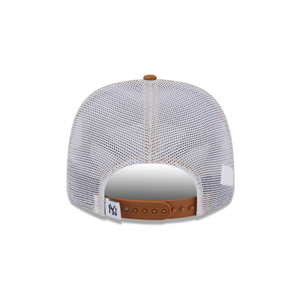 New Era New York Yankees Cooperstown Evergreen Trucker 9SEVENTY stretch-snap hat in bronze, back view