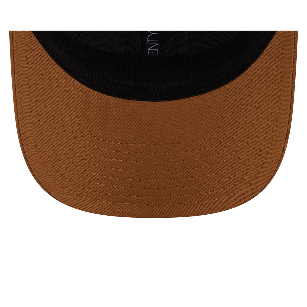 New Era New York Yankees Cooperstown Evergreen Trucker 9SEVENTY stretch-snap hat in bronze, under-visor view