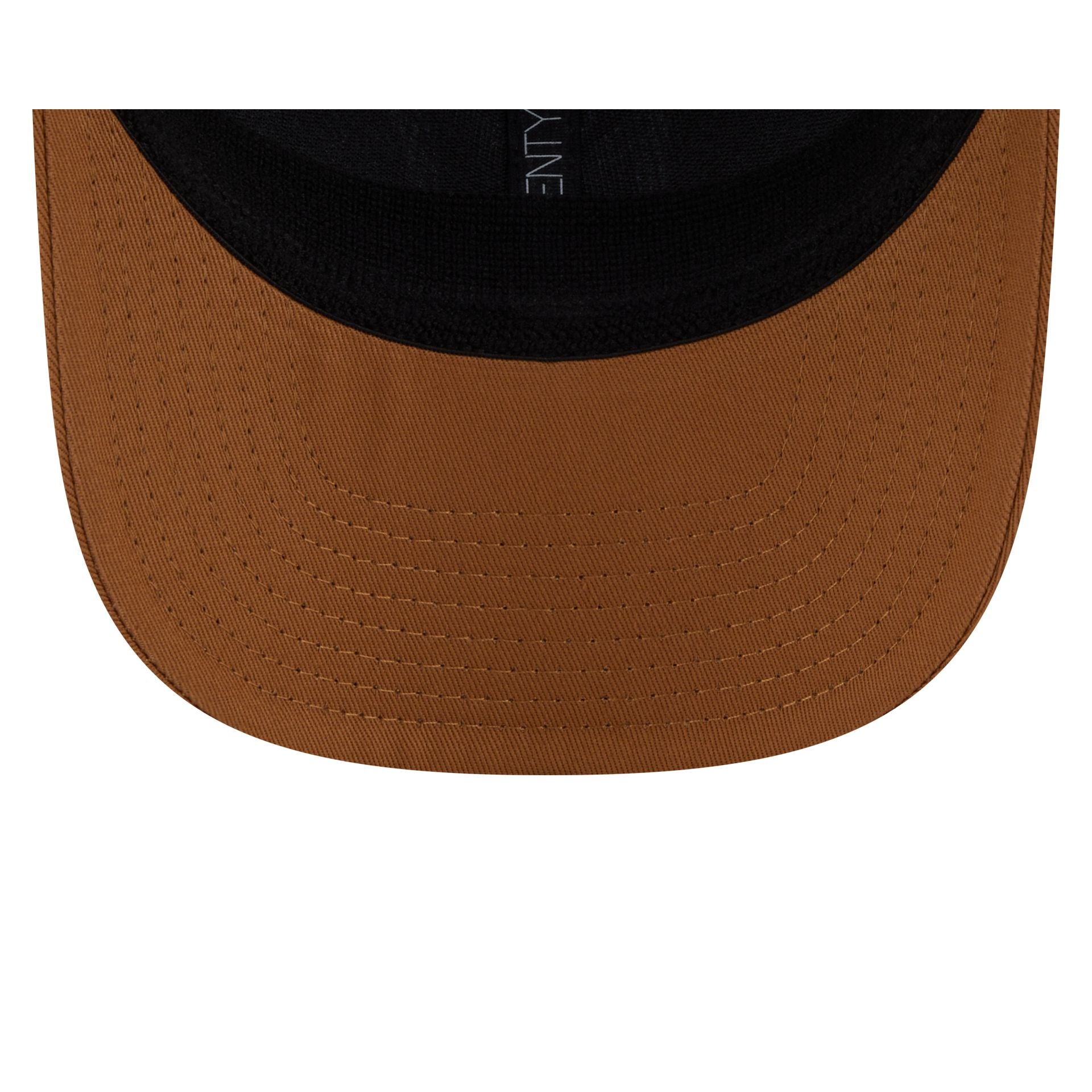 New Era New York Yankees Cooperstown Evergreen Trucker 9SEVENTY stretch-snap hat in bronze, under-visor view