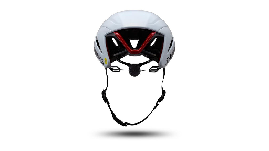 Specialized S-Works Evade 4 Helmet - WHITE/RED, rear view
