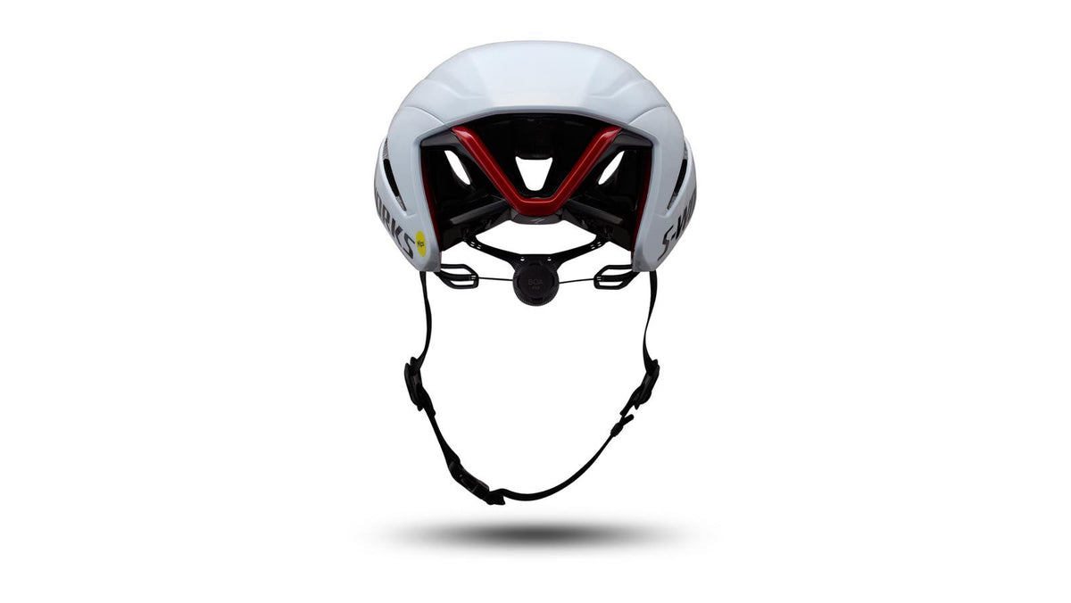 Specialized S-Works Evade 4 Helmet - WHITE/RED, rear view