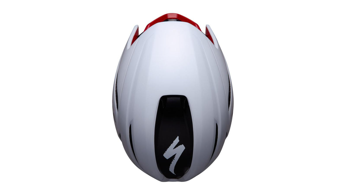 Specialized S-Works Evade 4 Helmet - WHITE/RED, top view