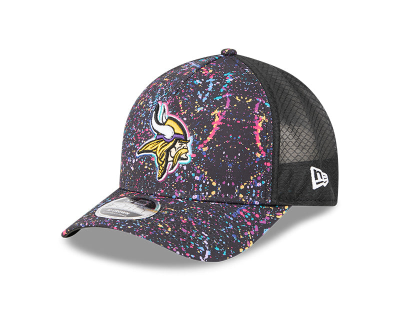 New Era Minnesota Vikings 2025 Crucial Catch 9FORTY M-Crown A-Frame Trucker Hat