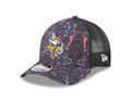 New Era Minnesota Vikings 2025 Crucial Catch 9FORTY M-Crown A-Frame Trucker Hat