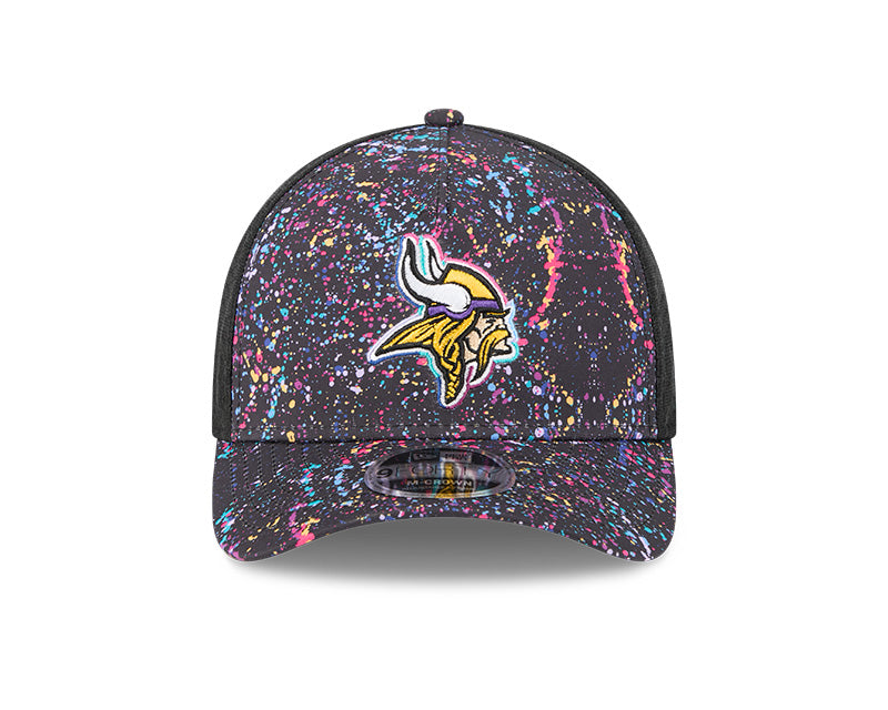 New Era Minnesota Vikings 2025 Crucial Catch 9FORTY M-Crown A-Frame Trucker Hat