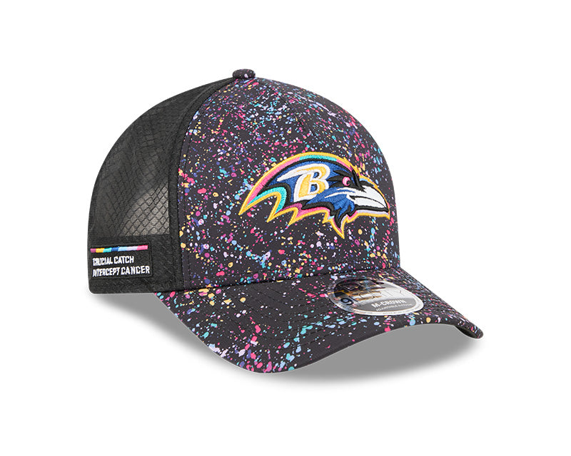 New Era Baltimore Ravens 2025 Crucial Catch 9FORTY M-Crown A-Frame Trucker Hat