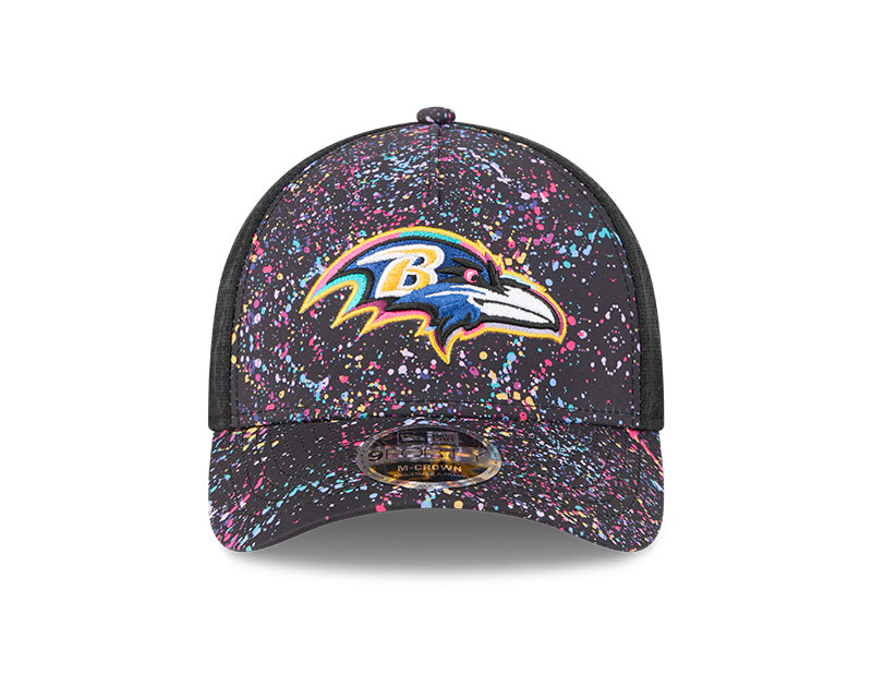 New Era Baltimore Ravens 2025 Crucial Catch 9FORTY M-Crown A-Frame Trucker Hat