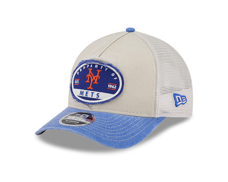New Era New York Mets Frayed M-Crown A-Frame 9FORTY Trucker Adjustable Hat