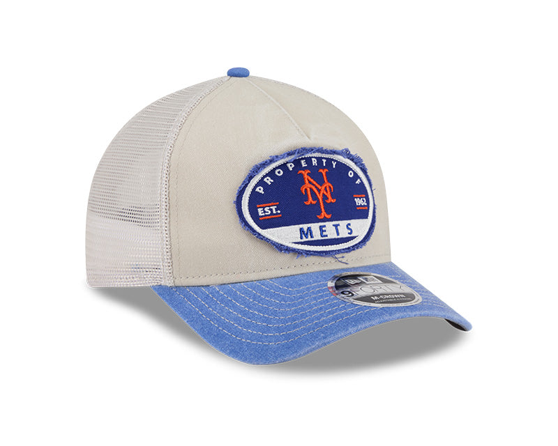 New Era New York Mets Frayed M-Crown A-Frame 9FORTY Trucker Adjustable Hat