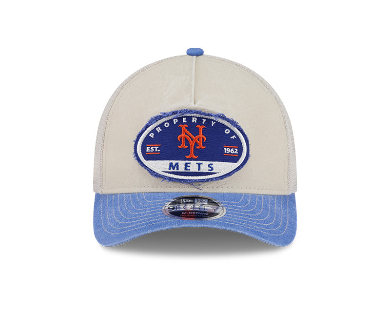 New Era New York Mets Frayed M-Crown A-Frame 9FORTY Trucker Adjustable Hat