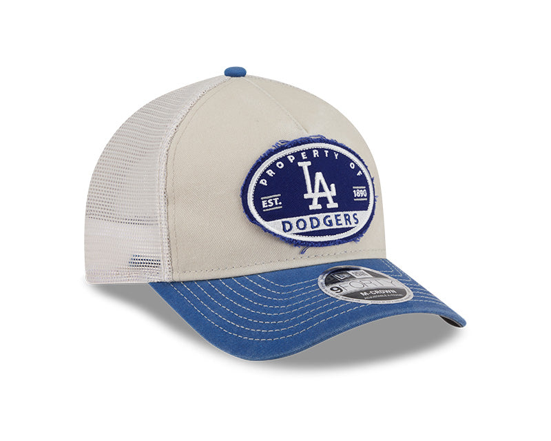New Era Los Angeles Dodgers Frayed M-Crown A-Frame 9FORTY Trucker Adjustable Hat