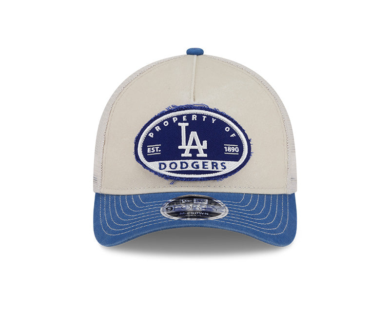 New Era Los Angeles Dodgers Frayed M-Crown A-Frame 9FORTY Trucker Adjustable Hat