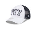 New Era Women's New York Yankees Optic White Felt Logo 9FORTY M-Crown A-Frame Trucker Hat