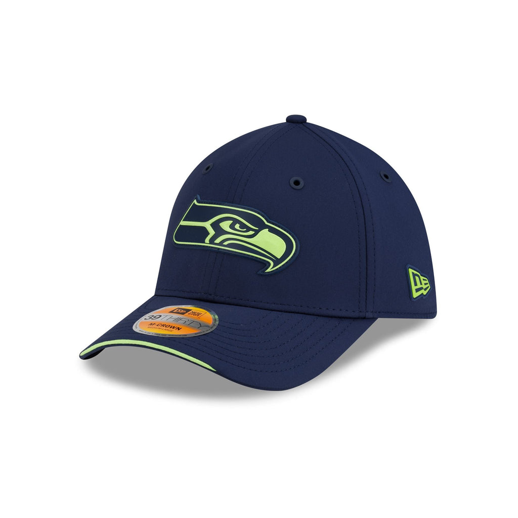 New Era Seattle Seahawks 2026 Sideline 39THIRTY M-Crown stretch fit hat three-quarter left