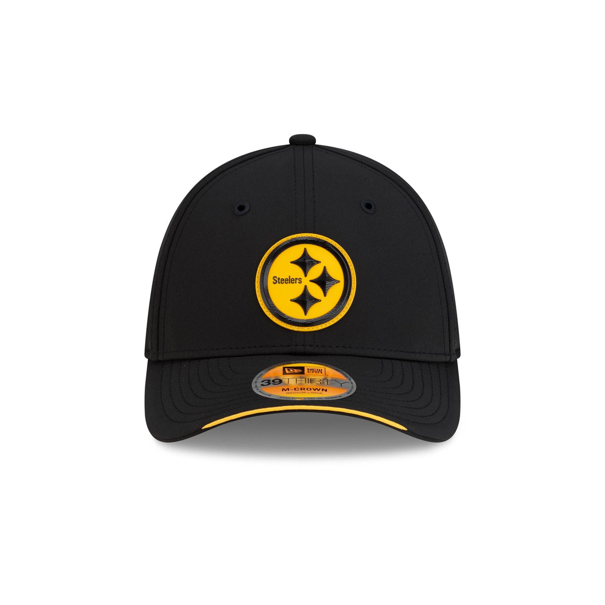 New Era Pittsburgh Steelers 2026 Sideline 39THIRTY M-Crown stretch fit hat front