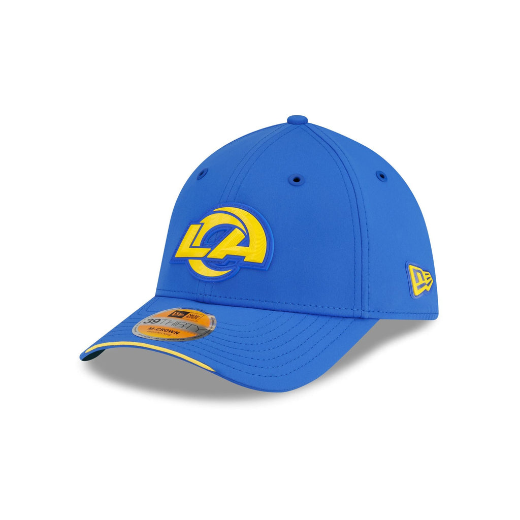 New Era Los Angeles Rams 2026 Sideline 39THIRTY M-Crown stretch fit hat three-quarter left