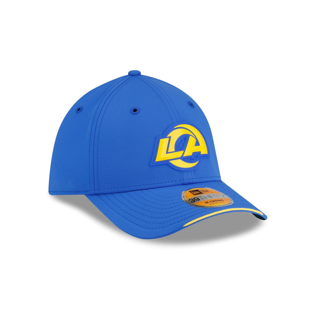 New Era Los Angeles Rams 2026 Sideline 39THIRTY M-Crown stretch fit hat three-quarter right