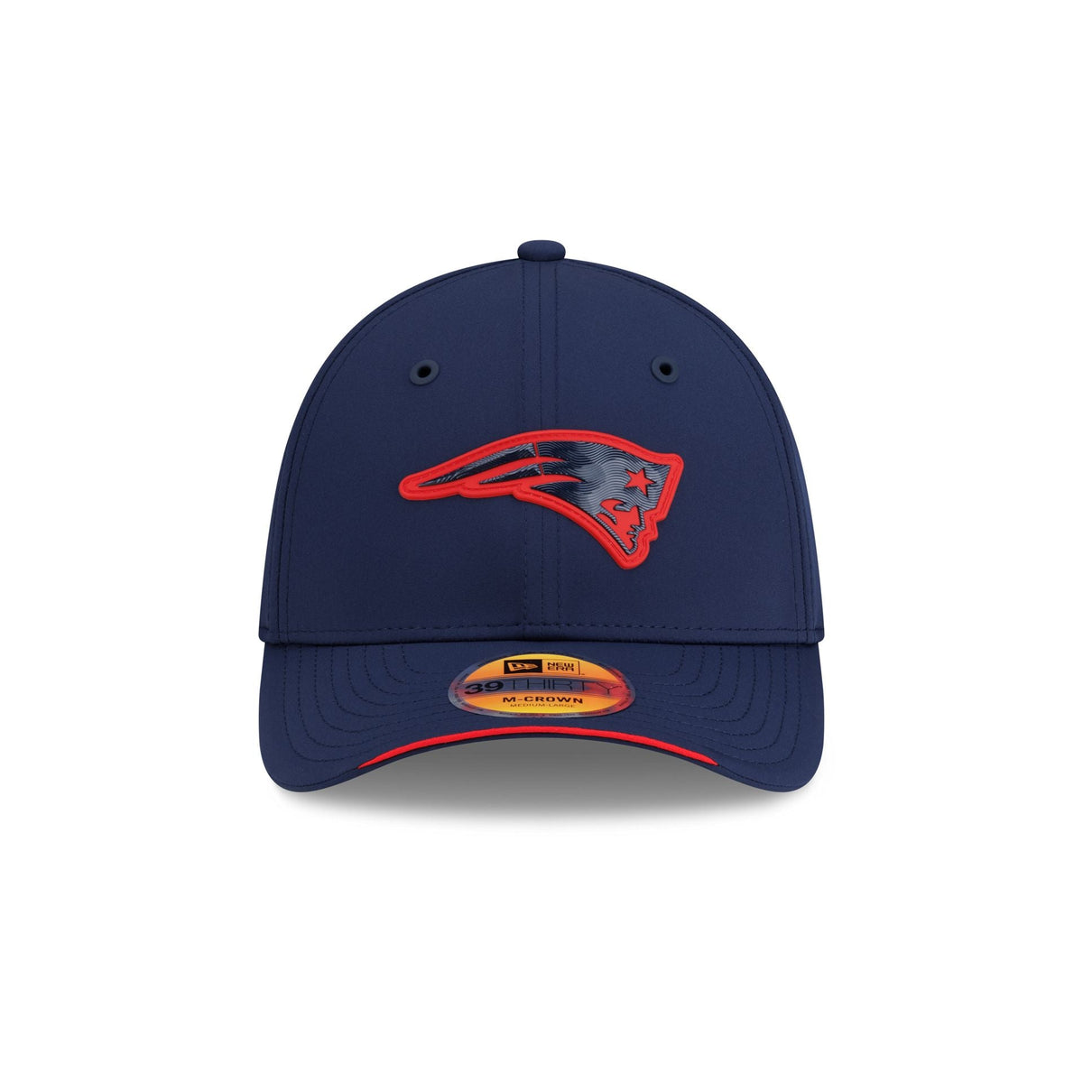 New Era New England Patriots 2026 Sideline 39THIRTY M-Crown stretch fit hat front