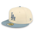 New Era Los Angeles Dodgers Two-Tone Colour Pack 59FIFTY fitted hat faded blue light cream front