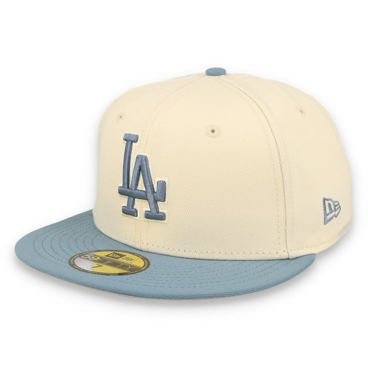 New Era Los Angeles Dodgers Two-Tone Colour Pack 59FIFTY fitted hat faded blue light cream front