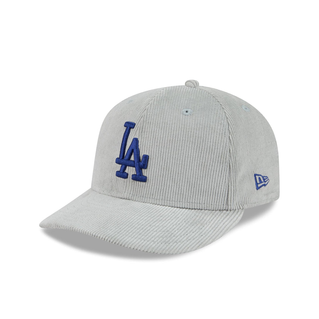 New Era Los Angeles Dodgers grey corduroy 59FIFTY fitted hat three-quarter left