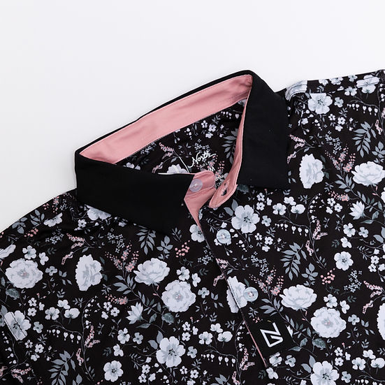North Golf Black Floral Polo