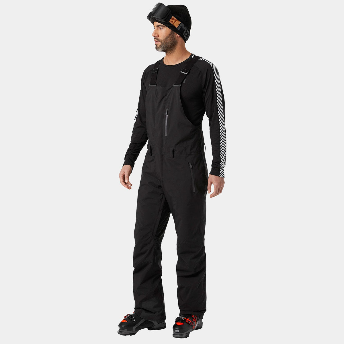 Helly Hansen Men's Legendary Insulated Bib Pant, Black, on-model front