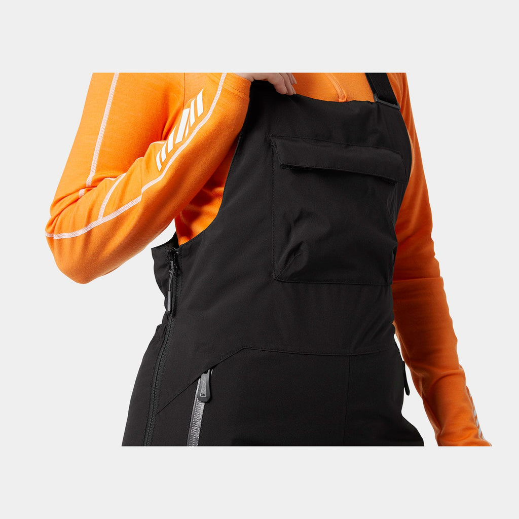 Helly Hansen Women's Legendary Insulated Bib Pant, Black, thigh pocket detail