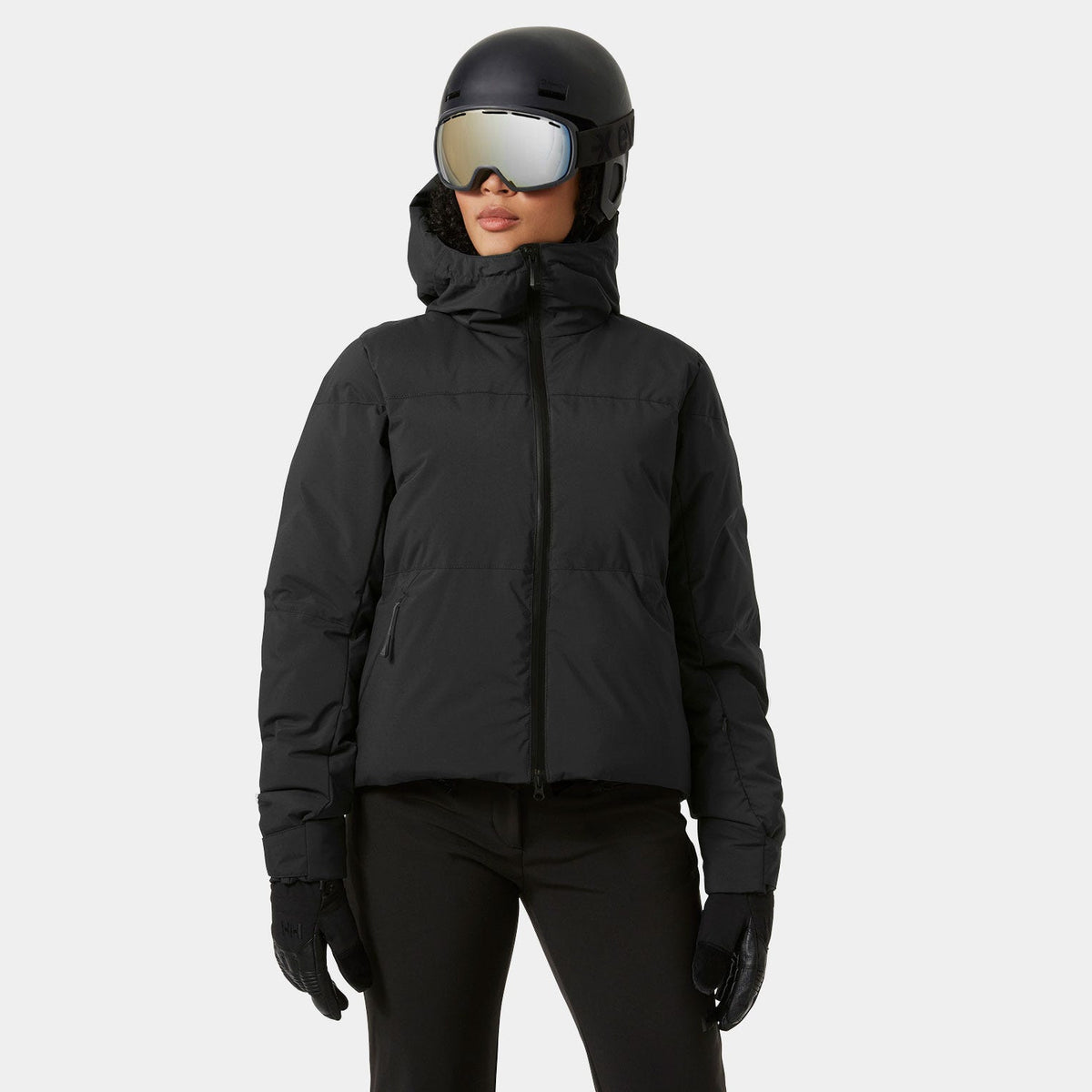 Helly Hansen Women's Nora Short Puffy Jacket, Black, on-model front