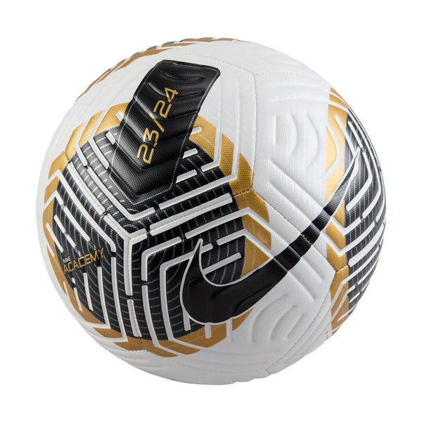 Nike Academy Strike Soccer Ball in White Black Gold Size 3