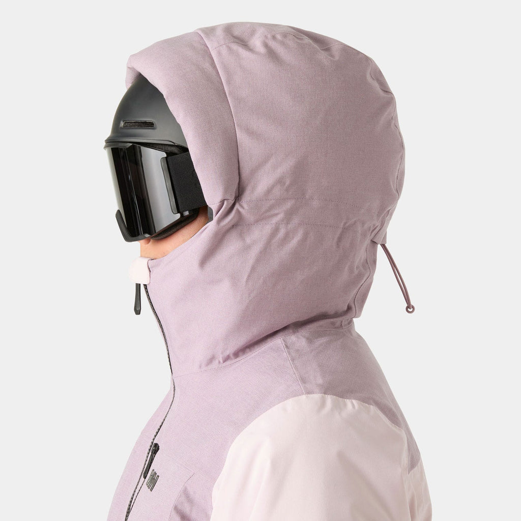 Helly Hansen Women's Valdisere 3.0 Jacket, Purple Clay, hood detail