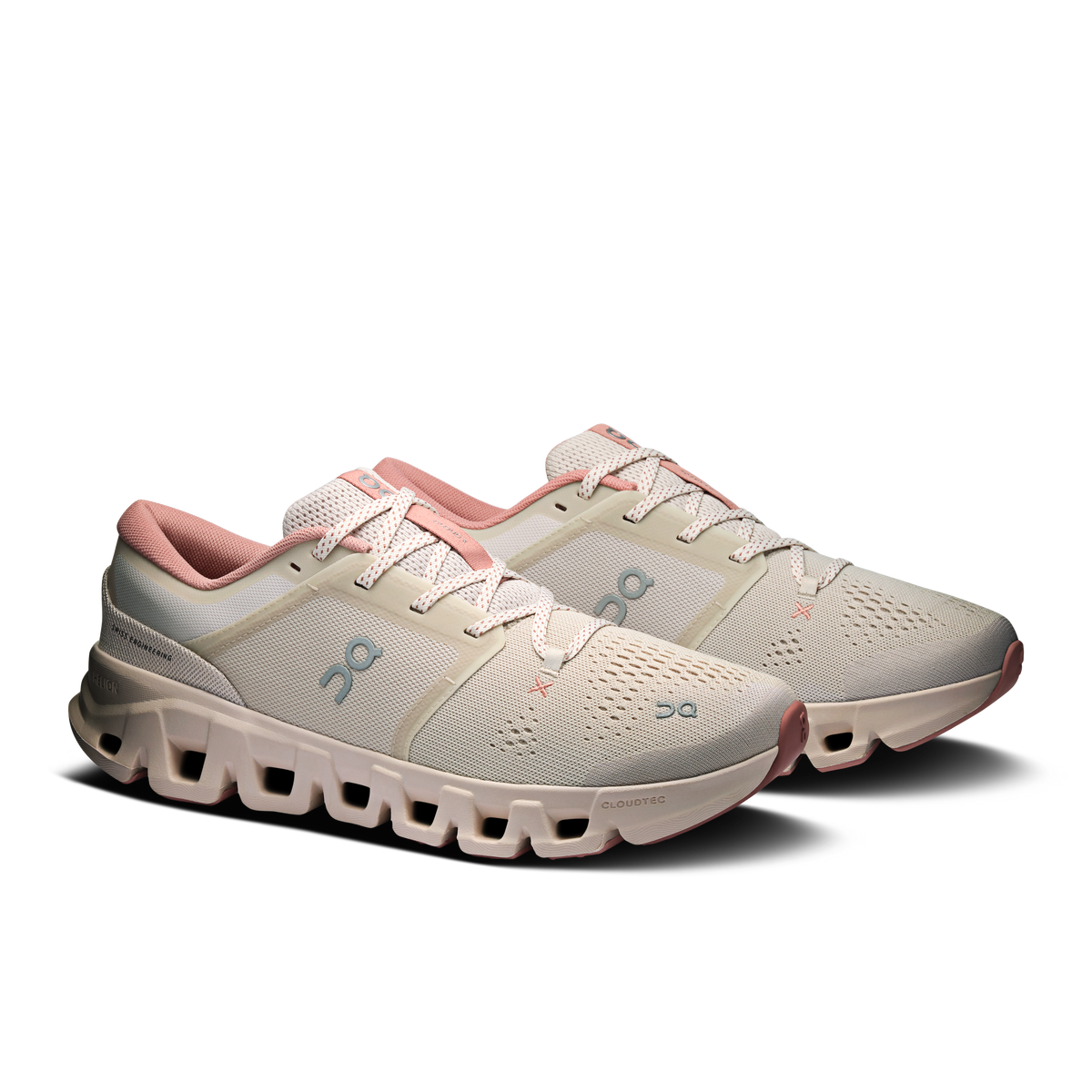 On Cloud Women's Cloud X 5 Running Shoes - PEARL/OYSTER, front three-quarter view