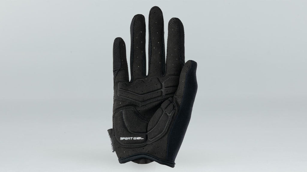 Specialized Men's Body Geometry Sport Gel Long Finger Gloves - BLACK, palm view