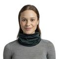 Buff Lightweight Merino Wool Neckwear - Forest - Forest, worn as neck gaiter