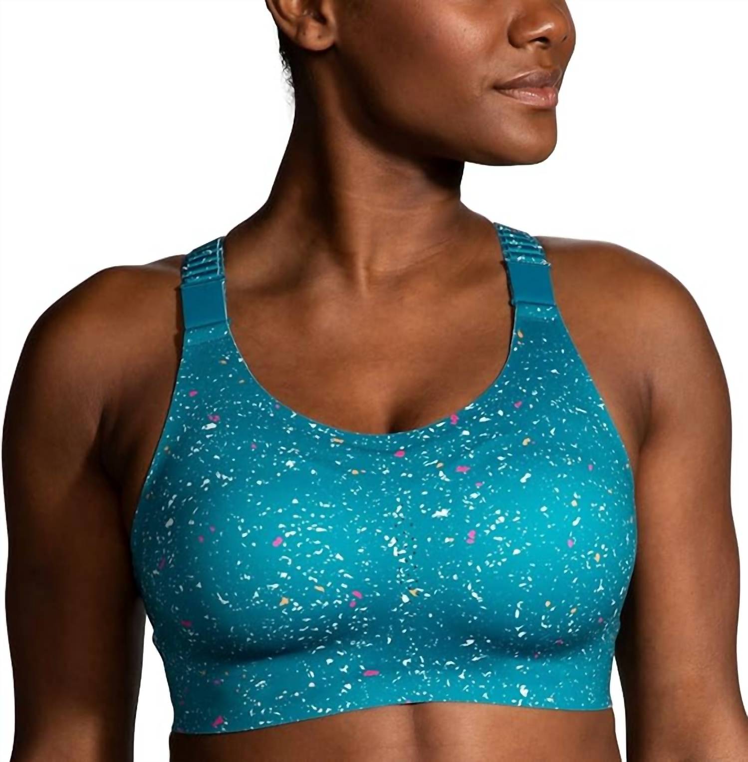 Brooks Dare Racerback Run Bra - Lagoon Speckle - front