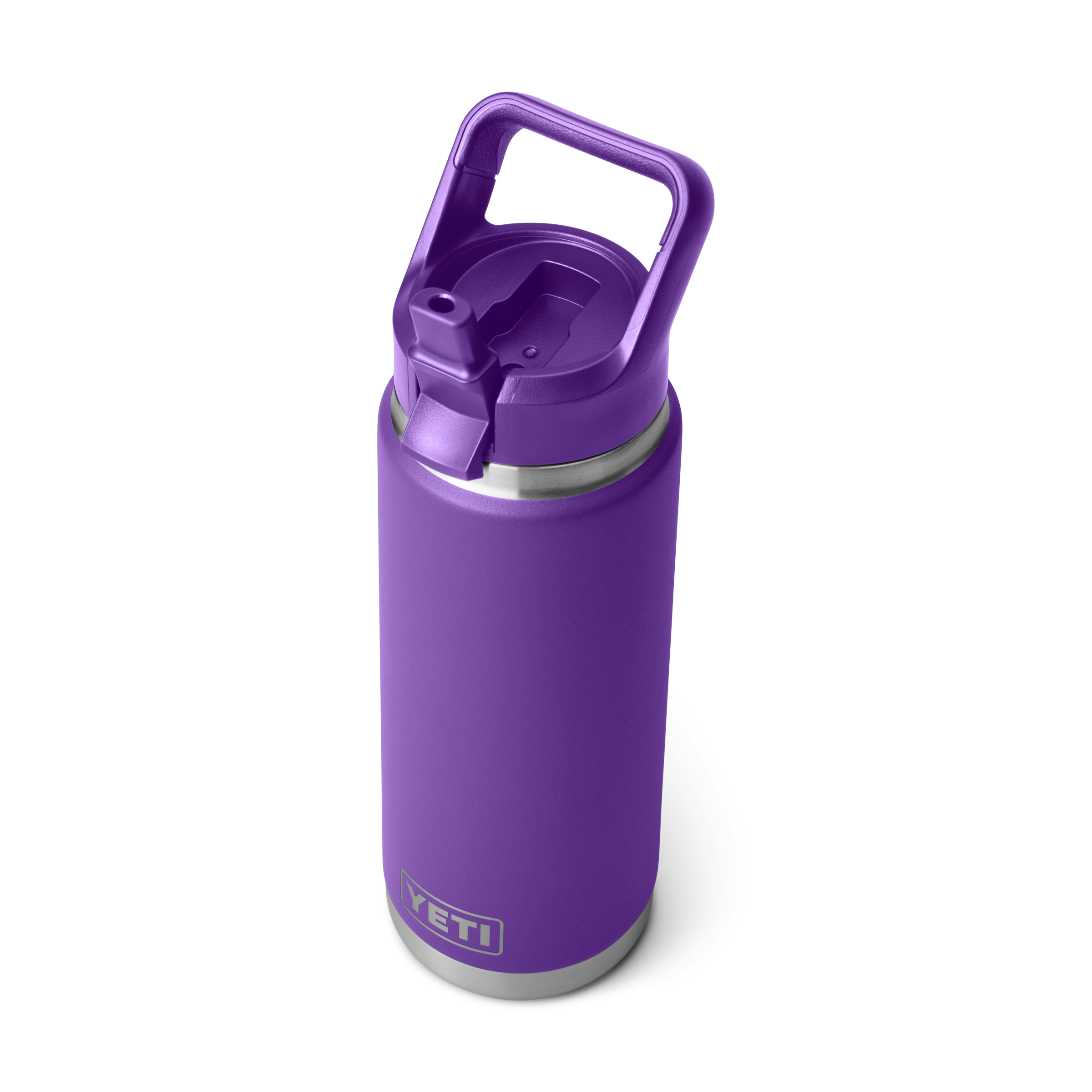 Yeti Rambler 26oz Bottle With Colour-Matched Straw Cap - Pace Purple - three-quarter view