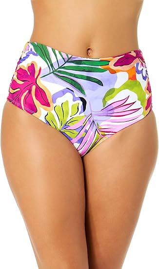 Anne Cole Women's Live In Colour Convertible High Waist Shirred Swim Bottom