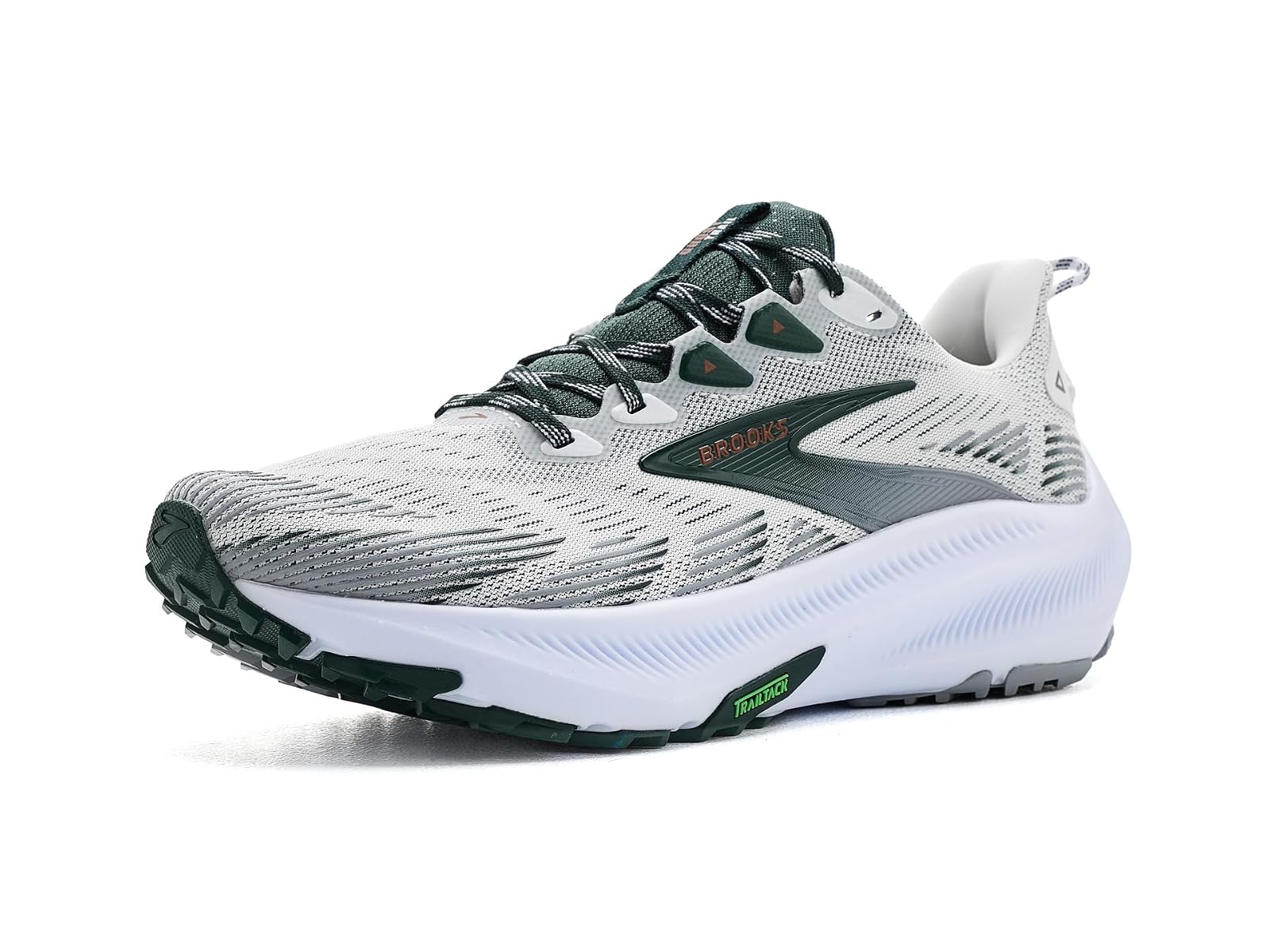 Brooks Men's Ghost Trail Running Shoes - White/Grey/Green