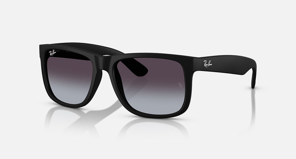 Ray-Ban Justin Classic - Matte Rubber Black / Dark Grey, three-quarter view