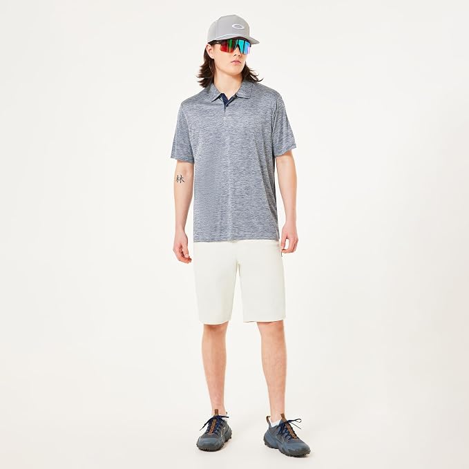 Oakley Men's Aero Hydrolix Polo - Grey Heather - on model