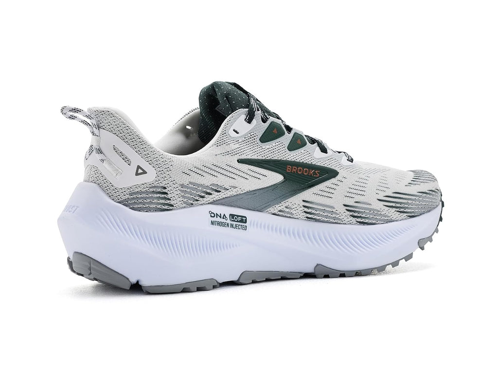 Brooks Men's Ghost Trail Running Shoes - White/Grey/Green