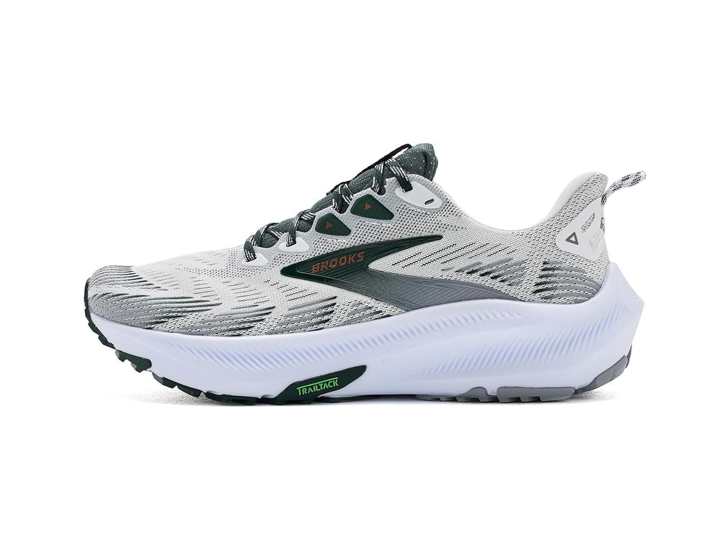 Brooks Men's Ghost Trail Running Shoes - White/Grey/Green