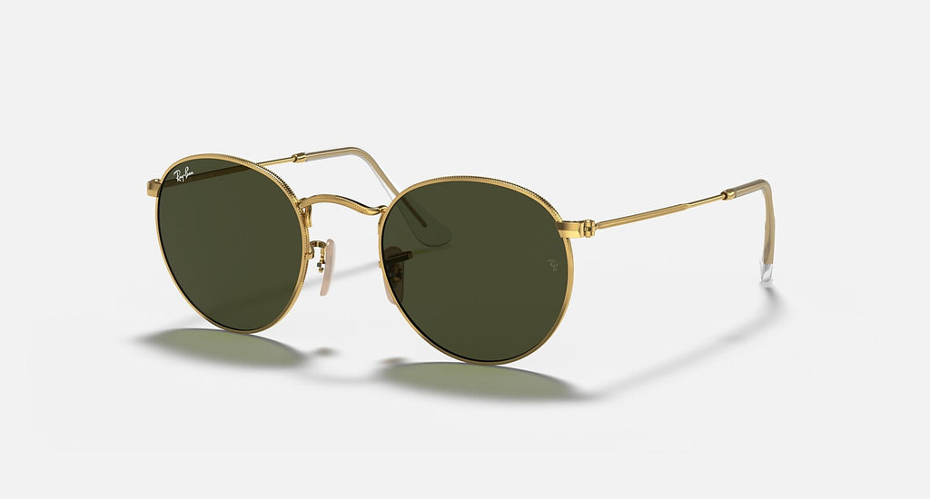 Ray-Ban Round Metal - Polished Arista Gold / G-15 Green 47mm, three-quarter view